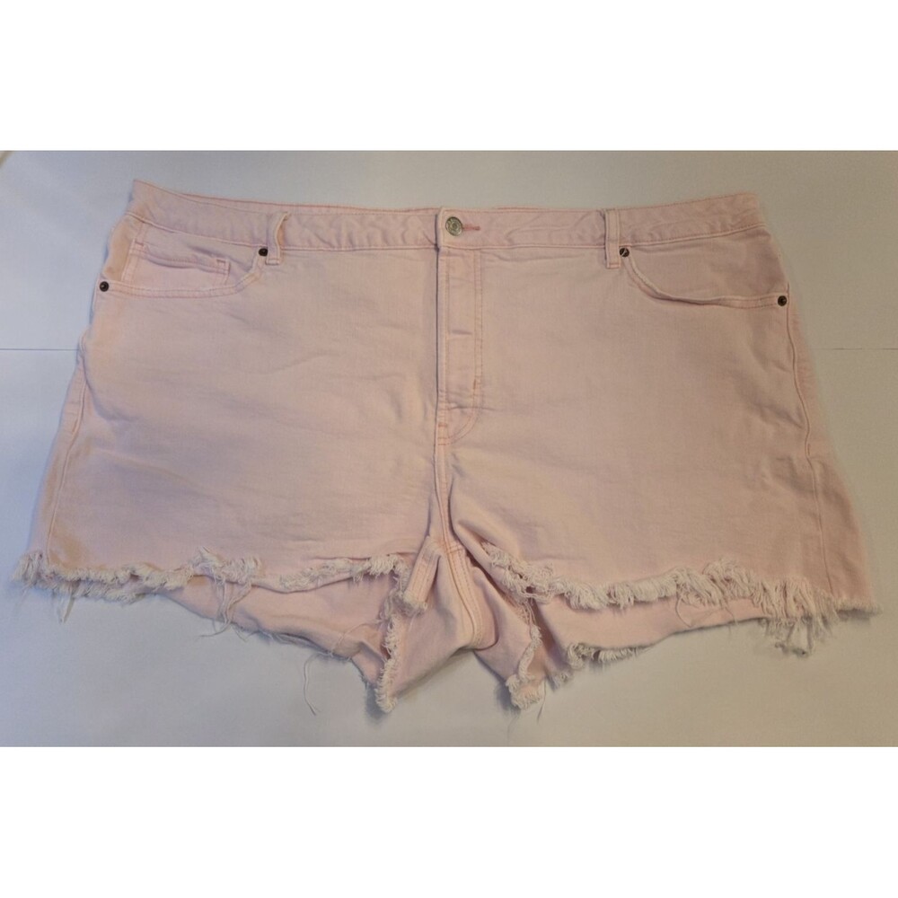 Old Navy Womens Plus Size 24W Pink OG High Rise Frayed Hem Denim Shorts Summer - Picture 1 of 8